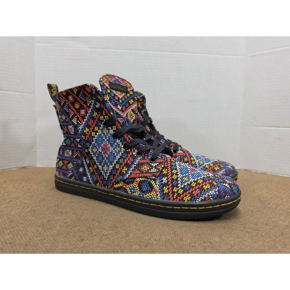 Dr Martens Hackney Aztec Sneakers Hi Tops Red Blue Womens Size 10